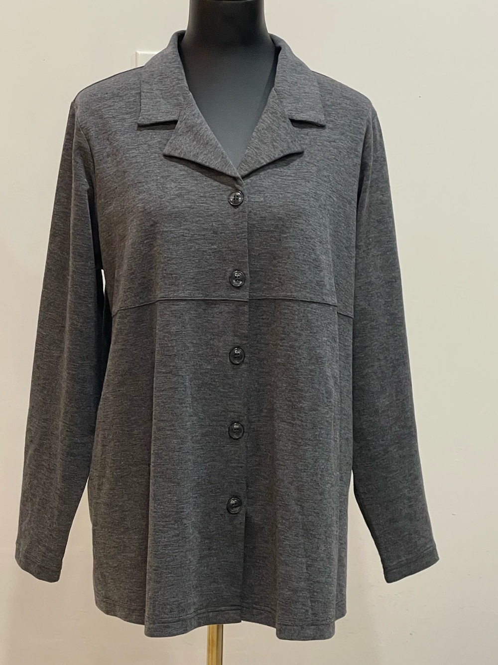In Due Time Maternity Gray Button Down Knit Top Blouse Long Sleeve Size XL